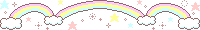 A pixel divider of a pastel rainbow with stars and clouds.