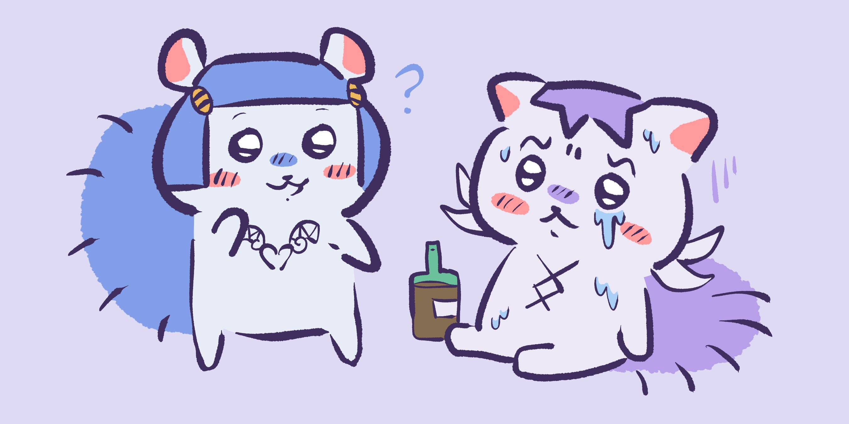 Bruno Bucciarati and Leone Abbacchio as Chiikawa-themed characters.