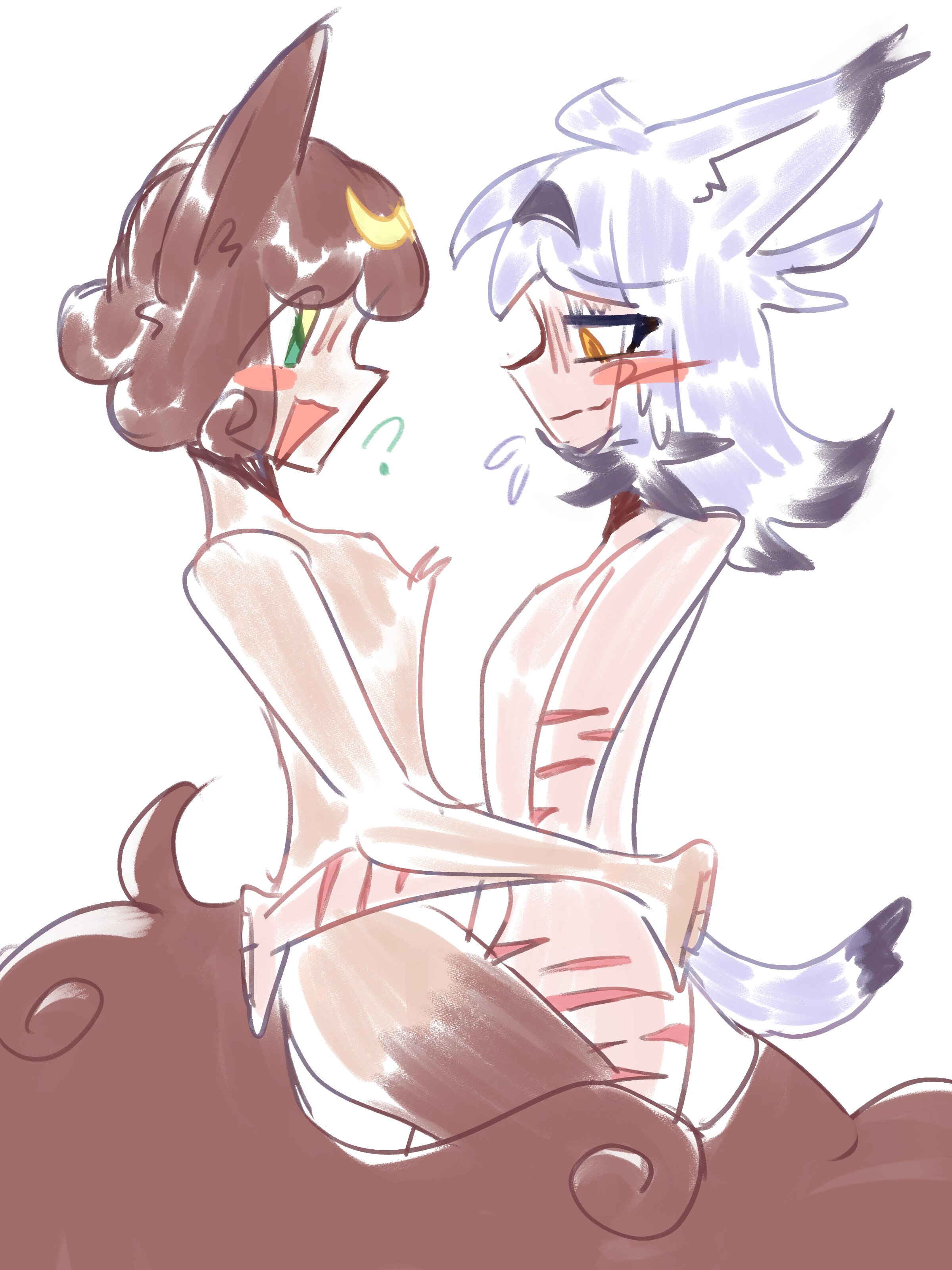 A nude sketch of Fox and Lynx embracing in love.