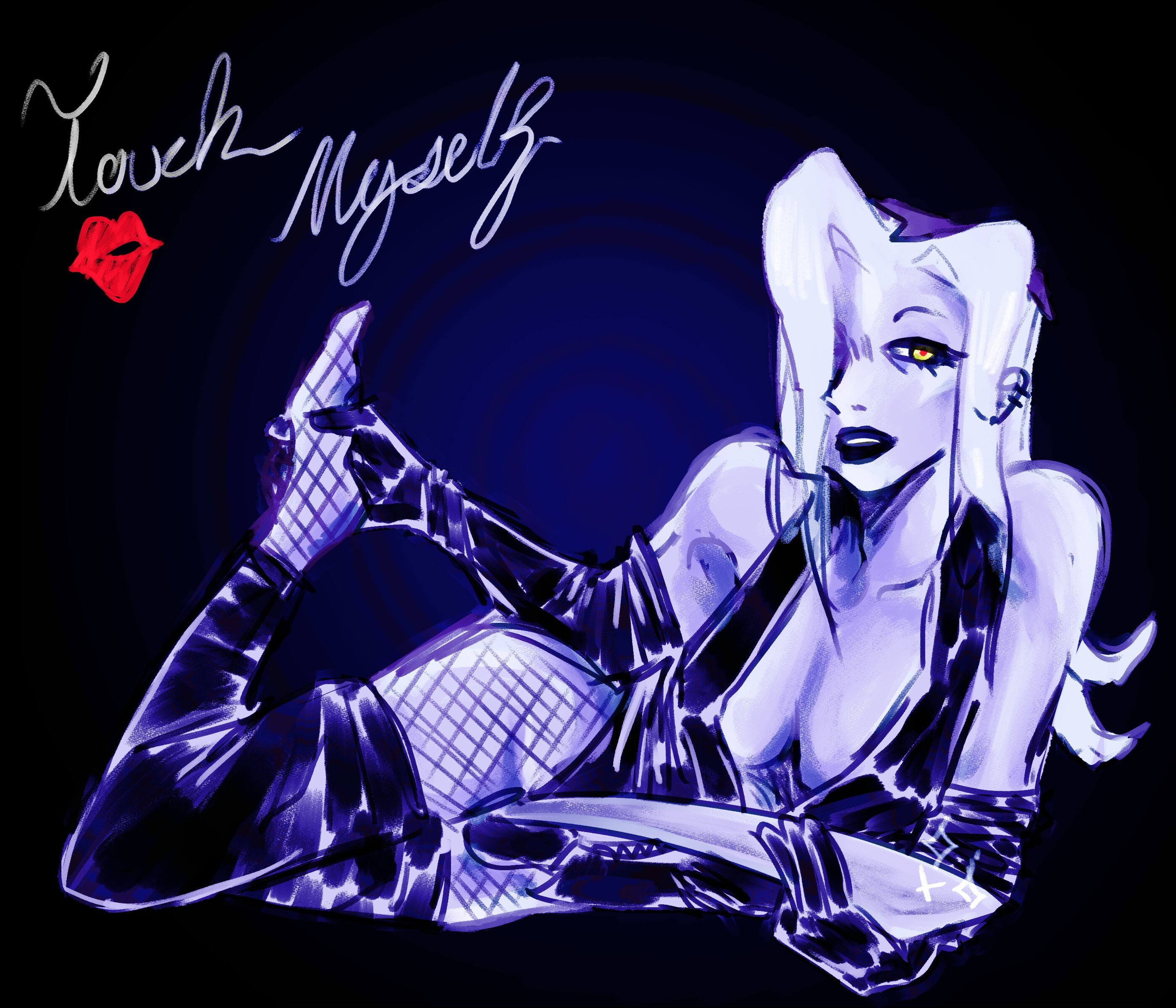 Sketch of Leone Abbacchio dressed as Gen from Genitorturers on the Touch Myself EP album cover.